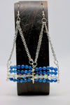 Blue Quartz and Moonstone Chain Earrings