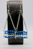 Blue Quartz and Moonstone Chain Earrings