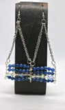 Blue Quartz and Moonstone Chain Earrings