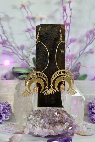 "Phases of the Crystal Moon" Quartz Hoop Earrings