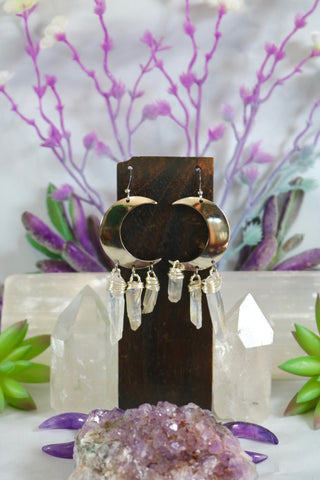 Crystal Trio Moon Dangle Earrings