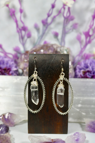 Quartz Point Hoop Earrings