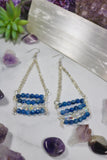 Blue Quartz and Moonstone Chain Earrings