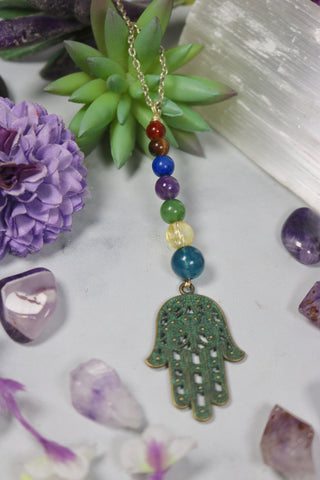 Chakra Hamsa Hand Pendant