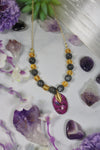 "Golden Violet Visions" Beaded Pendant