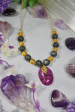 "Golden Violet Visions" Beaded Pendant