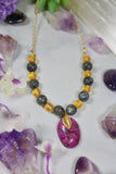 "Golden Violet Visions" Beaded Pendant